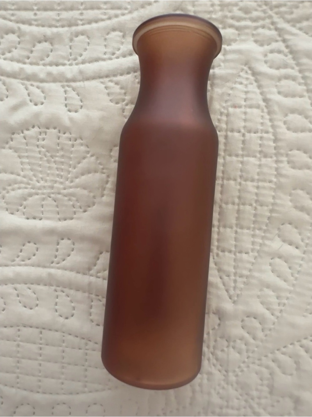 Brown Frosted Milk Jar Glass Vase  8.5”